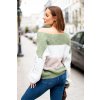 Dámský svetr s pruhy a copánky na rukávech (Velikost UNI, Barva Zelená)