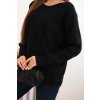 Dámský viskózový svetr s krajkovým vzorem a dlouhým rukávem (Velikost UNI, Barva Černá)