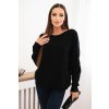 Dámský viskózový svetr s krajkovým vzorem a dlouhým rukávem (Velikost UNI, Barva Černá)