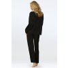 Dámské saténové pyžamo Dkaren Amina-Kpl (Velikost S, Barva Černá)