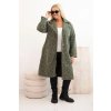 Dámský kabát Plus Size s vlnou a velkým límcem (Velikost UNI, Barva Zelená)