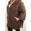 Dámský kabát Plus Size s kapucí a zipem hnědý (Velikost UNI, Barva Béžová)