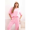 Dámský viskózový komplet EFi s krátkým rukávem a tepláky (Velikost UNI, Barva Růžová - světle)