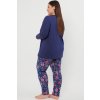Dámské pyžamo Italian Fashion Folk dlouhý rukáv (Velikost 2XL, Barva Modrá - tmavě)