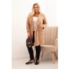 Dámský elegantní sako Plus Size s límcem a velkými kapsami (Velikost UNI, Barva Béžová)