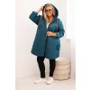 Dámská bunda 5614 Plus Size prošívaná s kapucí a nápisem HOPE (Velikost UNI, Barva Modrá - tmavě)