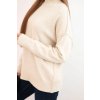 Dámský svetr z viskózy s ribovaným polo límcem a volným střihem (Velikost UNI, Barva Béžová)