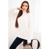 Dámský svetr z viskózy s ribovaným polo límcem a volným střihem (Velikost UNI, Barva Béžová)