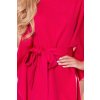 Numoco SOFIA Motýlí šaty se zavazováním v pase - malinová barva 287-17 (Velikost 2XL/3XL, Barva Červená)