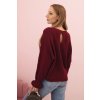 Svetr 2506 z mohairu s nařasenými rukávy a výřezem na zádech (Velikost UNI, Barva Bordó)
