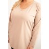 Dámská blůza Plus Size s výstřihem do V a dlouhým rukávem růžová (Velikost 2XL/3XL, Barva Růžová)