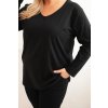 Dámská blůza Plus Size s výstřihem do V a dlouhým rukávem růžová (Velikost 2XL/3XL, Barva Růžová)