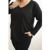 Dámská blůza Plus Size s výstřihem do V a dlouhým rukávem růžová (Velikost 2XL/3XL, Barva Růžová)