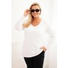 Dámská blůza Plus Size s výstřihem do V a dlouhým rukávem růžová (Velikost 2XL/3XL, Barva Růžová)