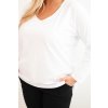 Dámská blůza Plus Size s výstřihem do V a dlouhým rukávem růžová (Velikost 2XL/3XL, Barva Růžová)