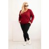 Dámská blůza Plus Size s výstřihem do V a dlouhým rukávem růžová (Velikost 2XL/3XL, Barva Růžová)