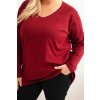 Dámská blůza Plus Size s výstřihem do V a dlouhým rukávem růžová (Velikost 2XL/3XL, Barva Růžová)
