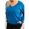 Dámská blůza Plus Size s výstřihem do V a dlouhým rukávem růžová (Velikost 2XL/3XL, Barva Růžová)