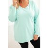 Dámská blůza Plus Size s výstřihem do V a dlouhým rukávem růžová (Velikost 2XL/3XL, Barva Růžová)