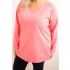 Dámská blůza Plus Size s výstřihem do V a dlouhým rukávem růžová (Velikost 2XL/3XL, Barva Růžová)