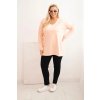 Dámská blůza Plus Size s výstřihem do V a dlouhým rukávem růžová (Velikost 2XL/3XL, Barva Růžová)