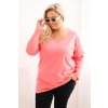 Dámská blůza Plus Size s výstřihem do V a dlouhým rukávem růžová (Velikost 2XL/3XL, Barva Růžová)