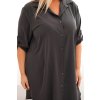 Dámské košilové šaty Plus Size s delším zadním dílem a ohrnovacími rukávy tmavě mátová (Velikost UNI, Barva Zelená)