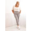 Dámské kalhoty Plus Size 8562 s viskózou a širokou gumou v pase (Velikost UNI, Barva Šedá)