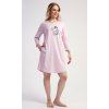 Dámské domácí šaty s tříčtvrtečním rukávem Oslík (Barva Růžová - světle, Velikost S)