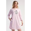 Dámské domácí šaty s tříčtvrtečním rukávem Oslík (Barva Růžová - světle, Velikost S)