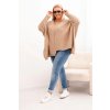 Dámský svetr Plus Size z akrylu volného střihu s 3/4 rukávem Jim (Velikost UNI, Barva Béžová - tmavě)