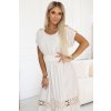 Decentní boho šaty s prolamovanými vsadkami - ecru 618-1 (Velikost UNI, Barva Tělová)