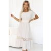 Decentní boho šaty s prolamovanými vsadkami - ecru 618-1 (Velikost UNI, Barva Tělová)