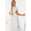 Decentní boho šaty s prolamovanými vsadkami - ecru 618-1 (Velikost UNI, Barva Tělová)