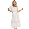 Decentní boho šaty s prolamovanými vsadkami - ecru 618-1 (Velikost UNI, Barva Tělová)