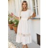 Decentní boho šaty s prolamovanými vsadkami - ecru 618-1 (Velikost UNI, Barva Tělová)