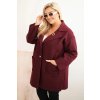 Dámský kabát Plus Size beránek s vlnou a kapsami fango (Velikost UNI, Barva Fialová)