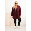 Dámský kabát Plus Size beránek s vlnou a kapsami fango (Velikost UNI, Barva Fialová)