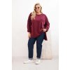 Dámská blůza Plus Size bavlněná s potiskem bordó (Velikost UNI, Barva Černá)
