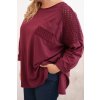 Dámská blůza Plus Size bavlněná s potiskem bordó (Velikost UNI, Barva Černá)