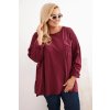 Dámská blůza Plus Size bavlněná s potiskem bordó (Velikost UNI, Barva Černá)