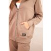Dámský bavlněný komplet PL14 se širokými nohavicemi a mikinou na zip (Velikost UNI, Barva Béžová)