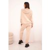 Dámský bavlněný komplet PL14 se širokými nohavicemi a mikinou na zip (Velikost UNI, Barva Béžová)