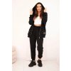 Dámský bavlněný komplet PL14 se širokými nohavicemi a mikinou na zip (Velikost UNI, Barva Béžová)