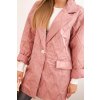 Dámská bunda Plus Size prošívaná s límcem a knoflíkem tmavě růžová (Velikost UNI, Barva Růžová - tmavě)