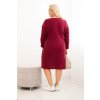 Dámské pletené šaty PLUS2 Plus Size s kapsou (Velikost UNI, Barva Bordó)