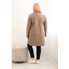Dámský elegantní kabát 5274 Plus Size s límcem a velkými kapsami (Velikost UNI, Barva Béžová)