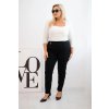 Dámské bavlněné kalhoty 6914 Plus Size s elastickým pasem (Velikost 4XL, Barva Černá)