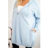 Dámská mikina Plus Size 6366 s kapucí a zipem (Velikost UNI, Barva Modrá)