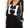 Dámská mikina Plus Size 6930 s kapucí (Velikost 3XL, Barva Černá)